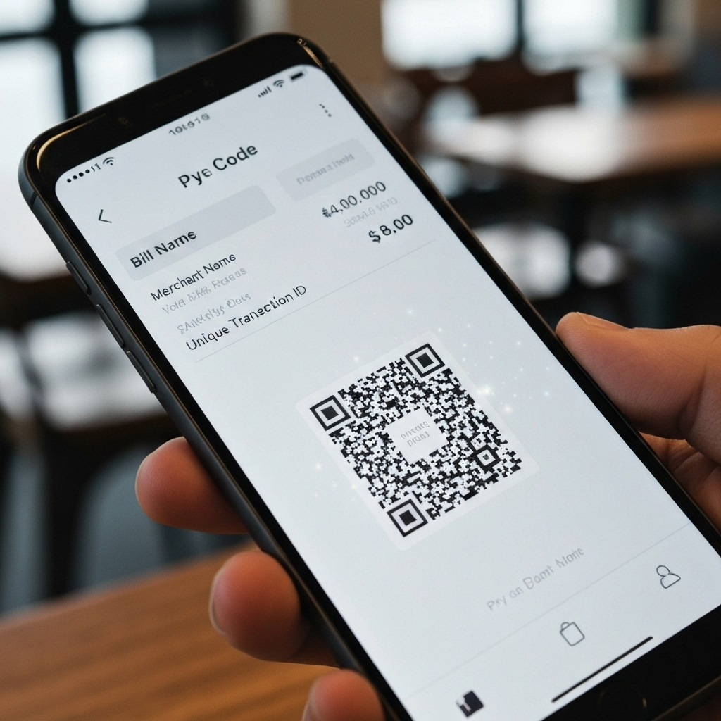 QR code payment interface on smartphone